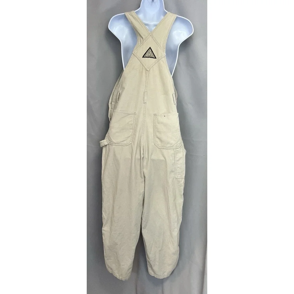 Vtg 90's SQZ Squeeze Beige Cotton Corduroy Bib Overalls Women's‎ Size Small